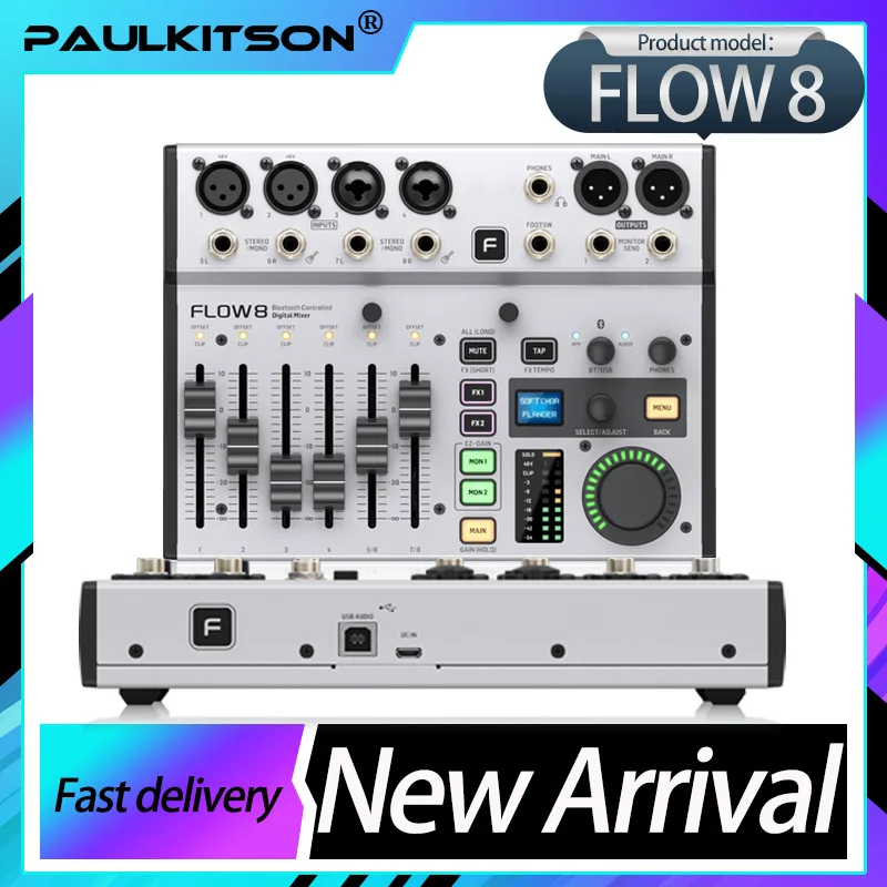 Mesa de Som Digital FLOW8 com 8 Entradas, Áudio Bluetooth e Controle por Aplicativo, 2 Processadores FX e Interface de Áudio USB
