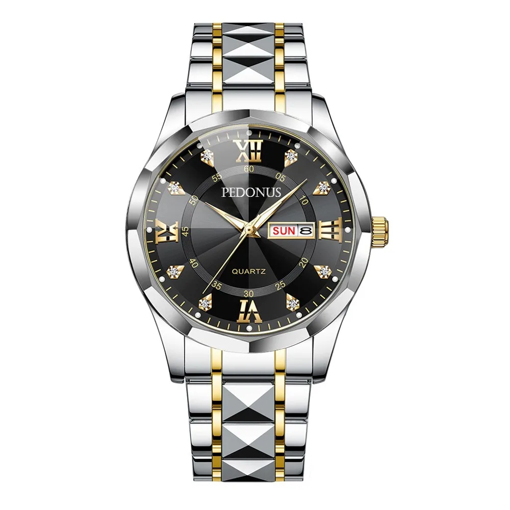 Gifts Steel Strap Steel Strap Double Calendar Waterproof Double Calendar Round Dial Round Dial Daily Use
