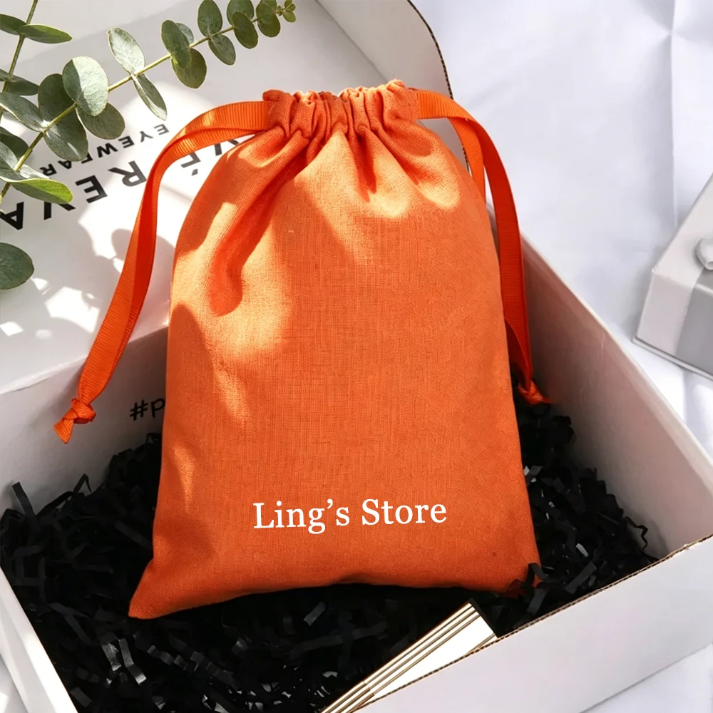 

100pcs Wholesale Custom Logo Jewelry Cotton Gift Packaging Pouch Canvas Drawstring Bag Candy Cosmetic Perfume Keychain Organizer