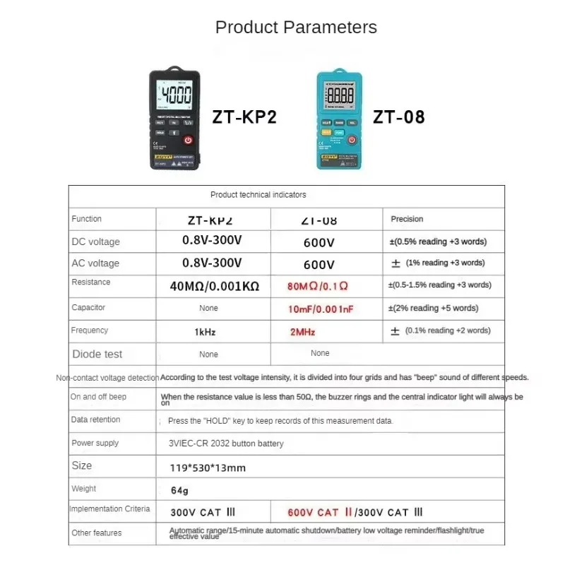 Premium ZOYI Digital Multimeter ZT-KP2 Fully Automatic Multifunctional High Precision Household Maintenance Electrician Universa