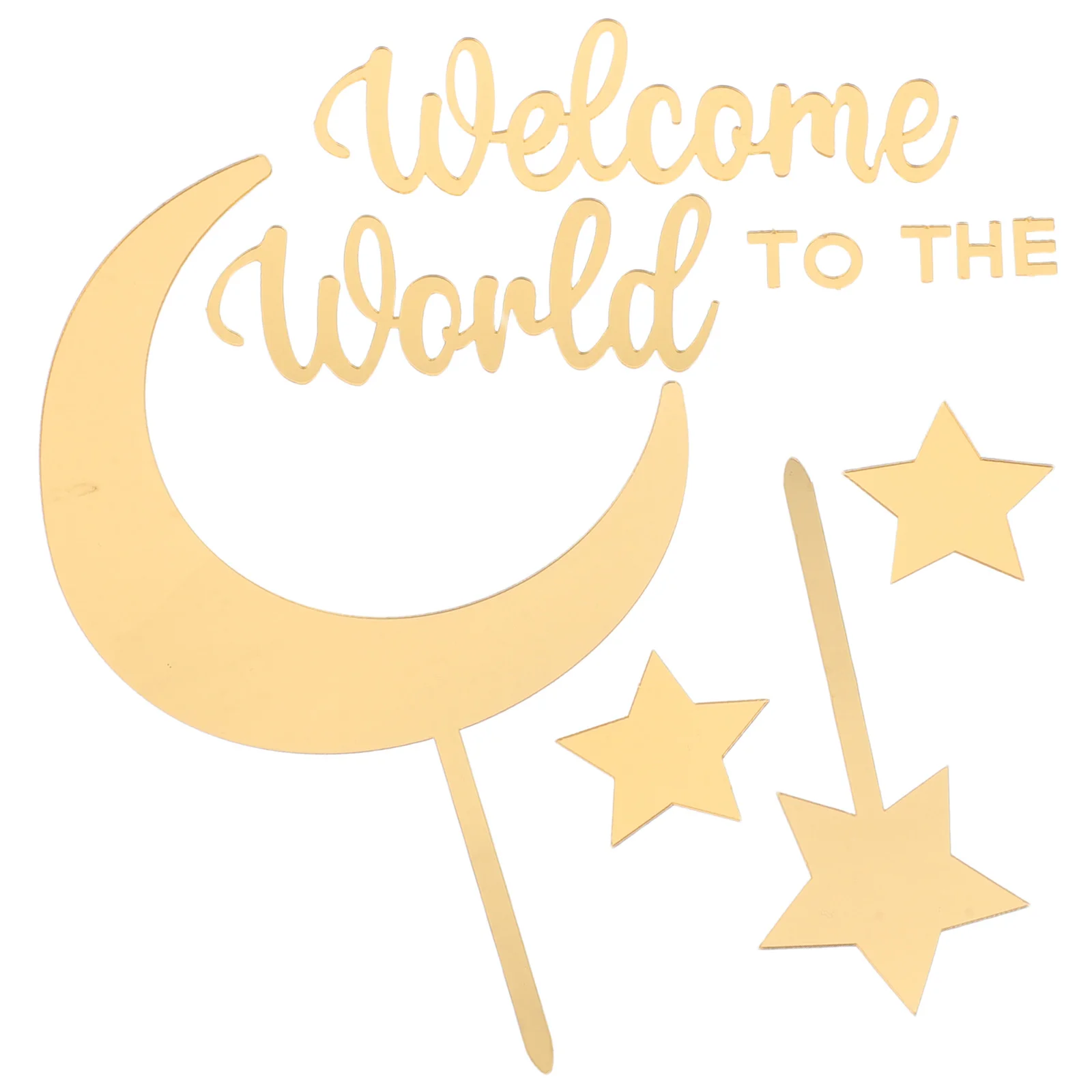 

Baby Cake Decoration Birthday Decorations Top Hat Golden Acrylic Moon Star Topper