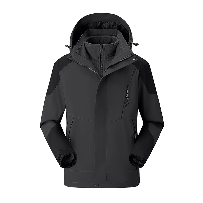 

Men Women Three in One Hiking Skiing Jackets Plus Velvet Two-piece Jacket Work Wear Mountaineering Jacket Waterproof Jackets
