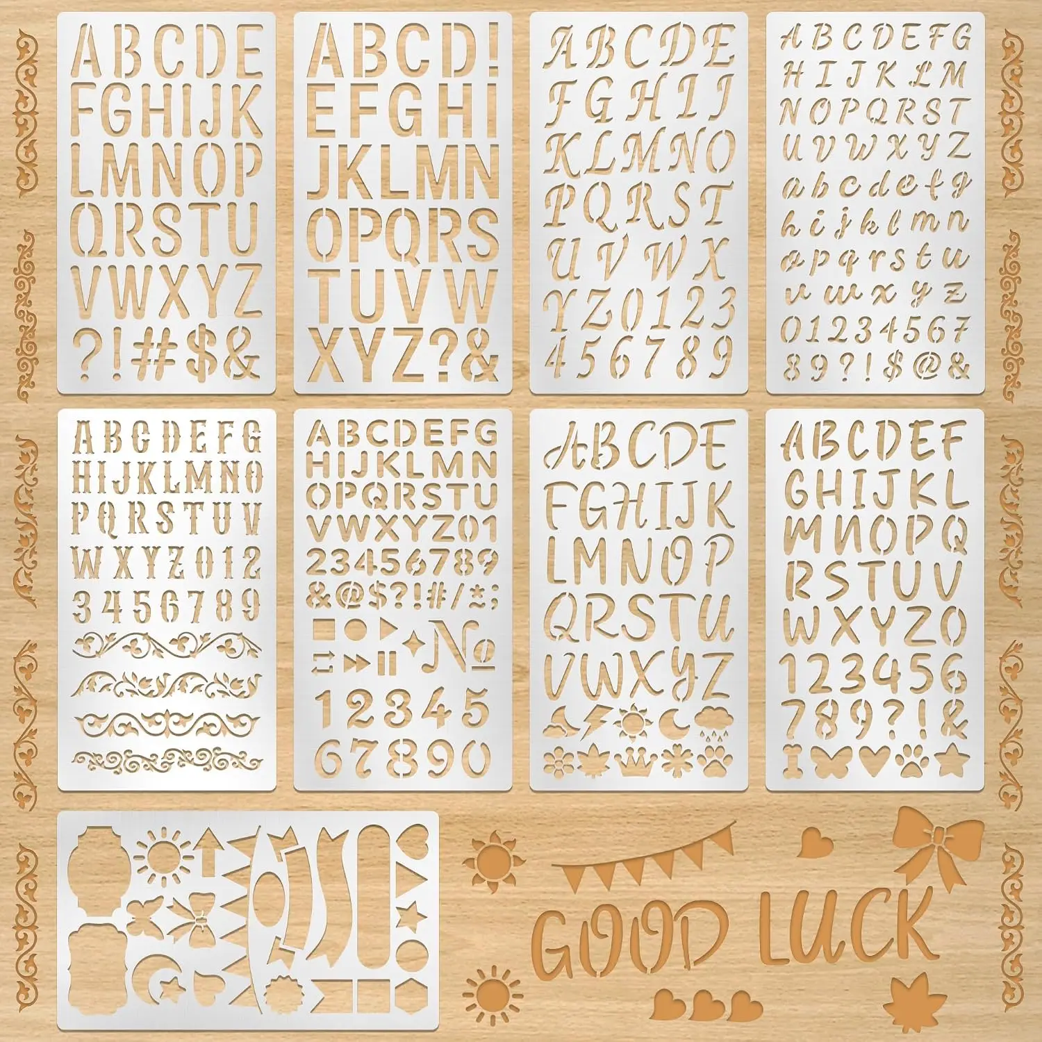 9Pcs Metal Letter Number Stencils for Engraving, Wall Painting, DIY Crafts, Journaling, Scrapbooking&Art Projects