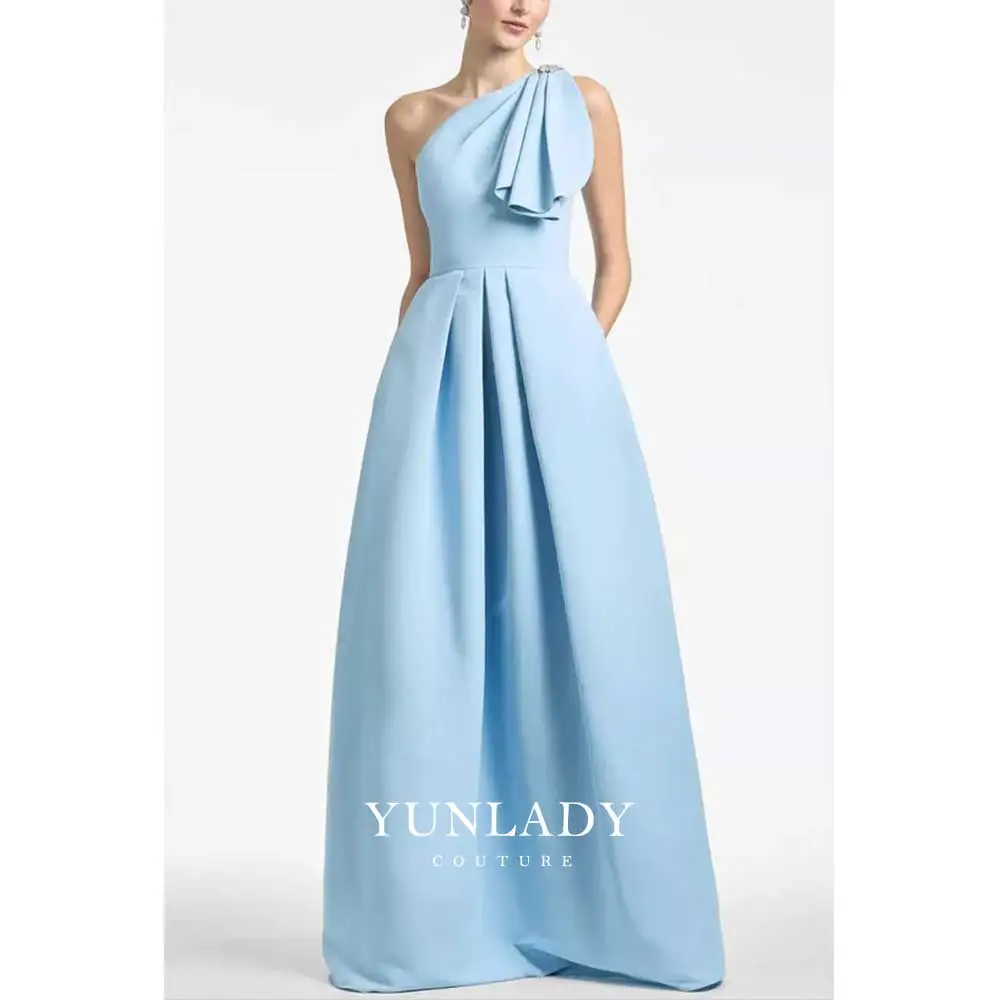 YUNLAN Elegant Off Shoulder A Line Blue Ball Dress Luxurious Muslim Formal Occasion Women\'s Gorgeous Evening Dress 2024 New