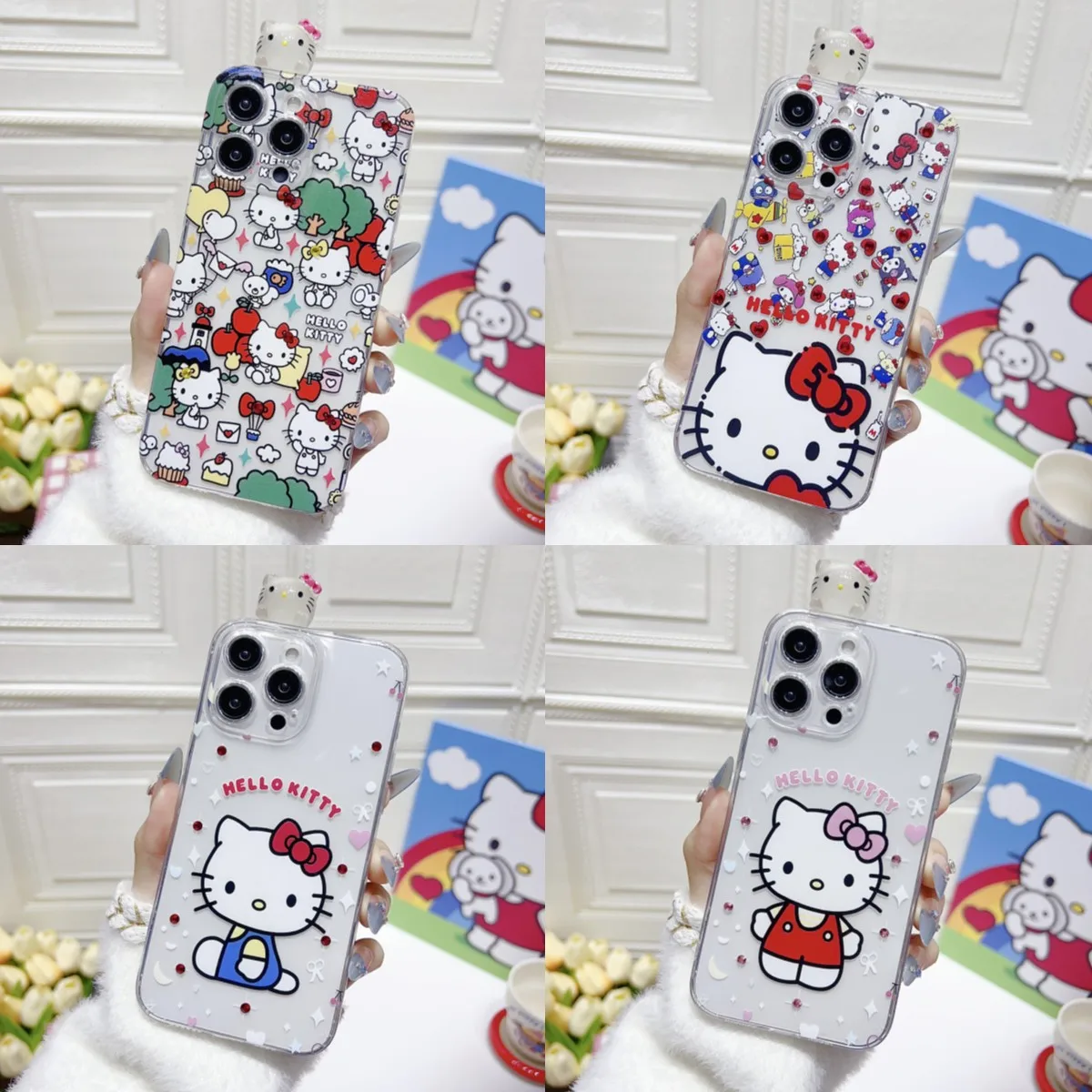 For Samsung Galaxy A7 A8 A9 A6 Plus J6 J8 PLus A10 A20 A30 A50 A70 A20s A20E A10s A10E Diamond Cake Hello Kitty TPU Case