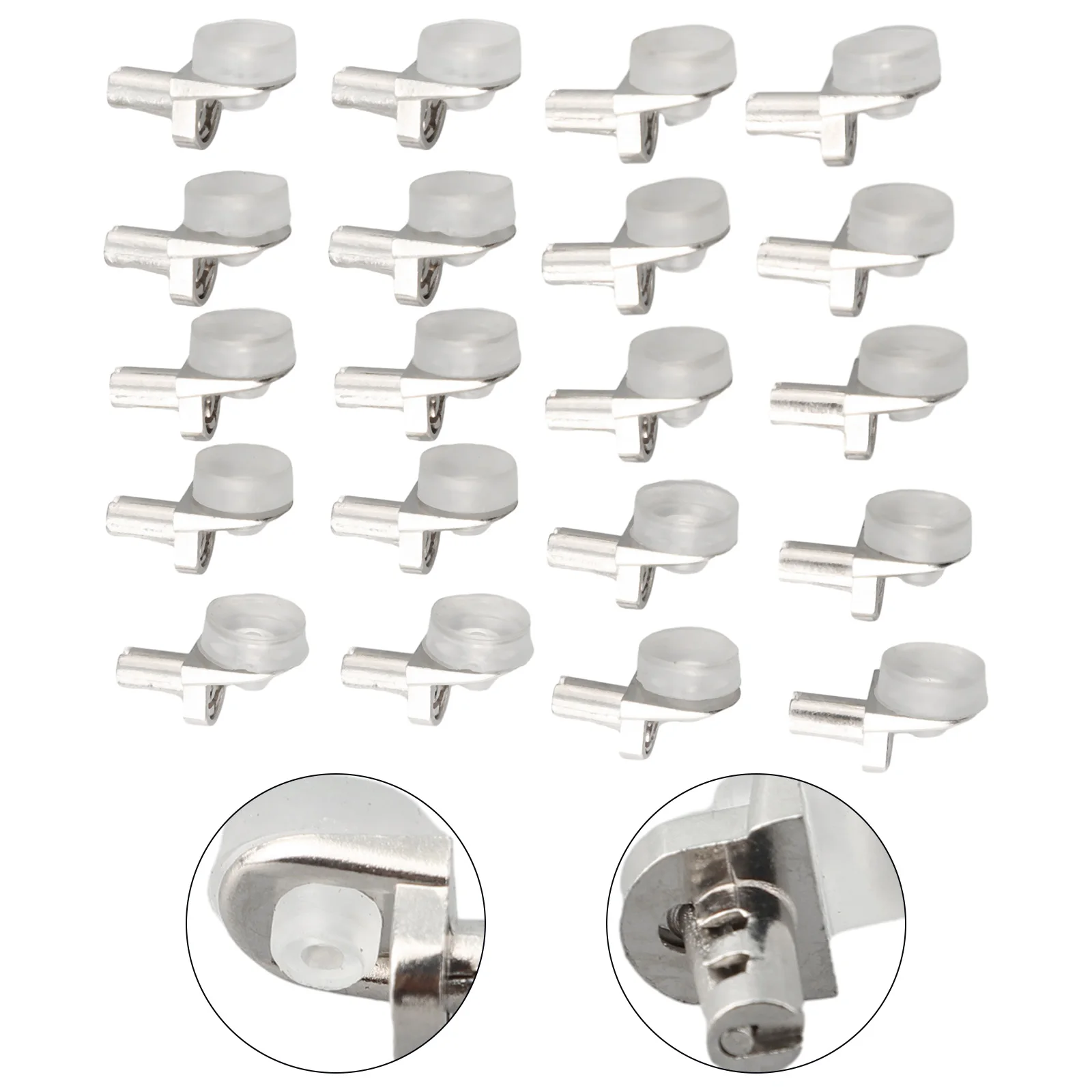 20pcs Glass Shelf Support Studs Pegs Plate Holder Fixing Clip Bracket Glass Clamp With Suction Cup Zinc Alloy Furniture Hardware