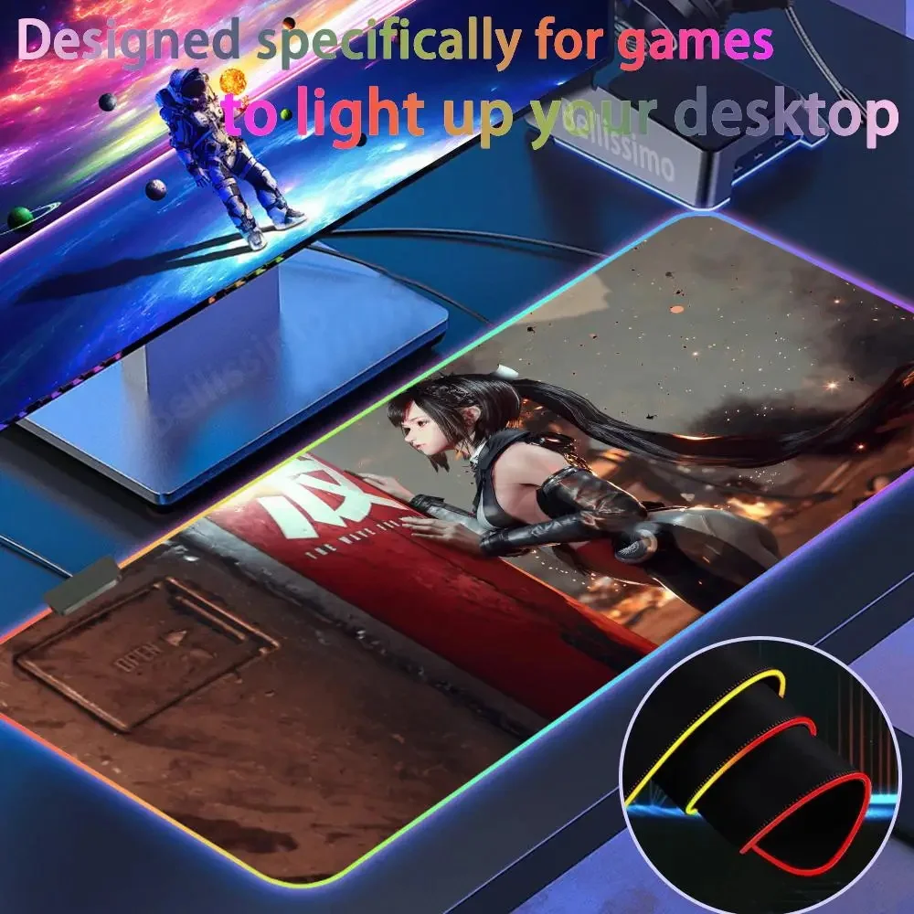 

RGB popular control anti-slip gaming mouse pad Hot Video Games S_stellar B_blade luminous rubber Internet mouse gaming pad