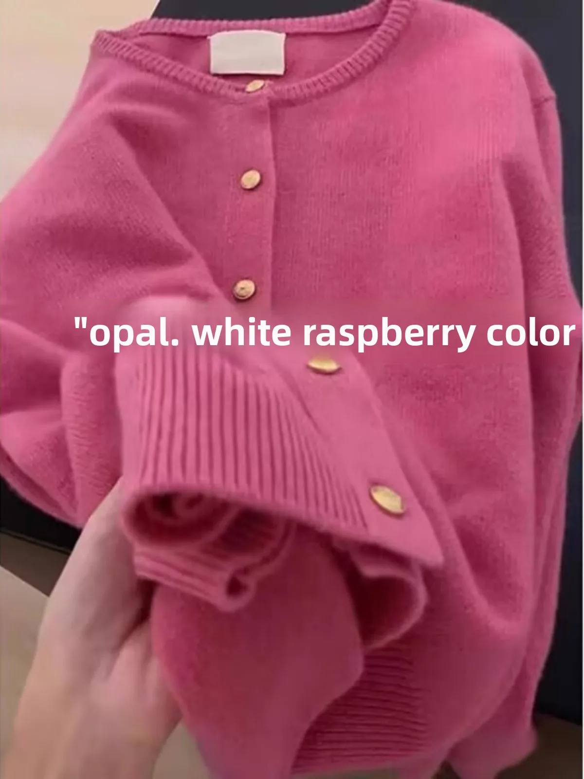 

Retro Soft Gold Button round Ne Knitted Open Cardigan Women's Loose Casual Versatile Anti-Aging Sweater Jaet for Spring A...