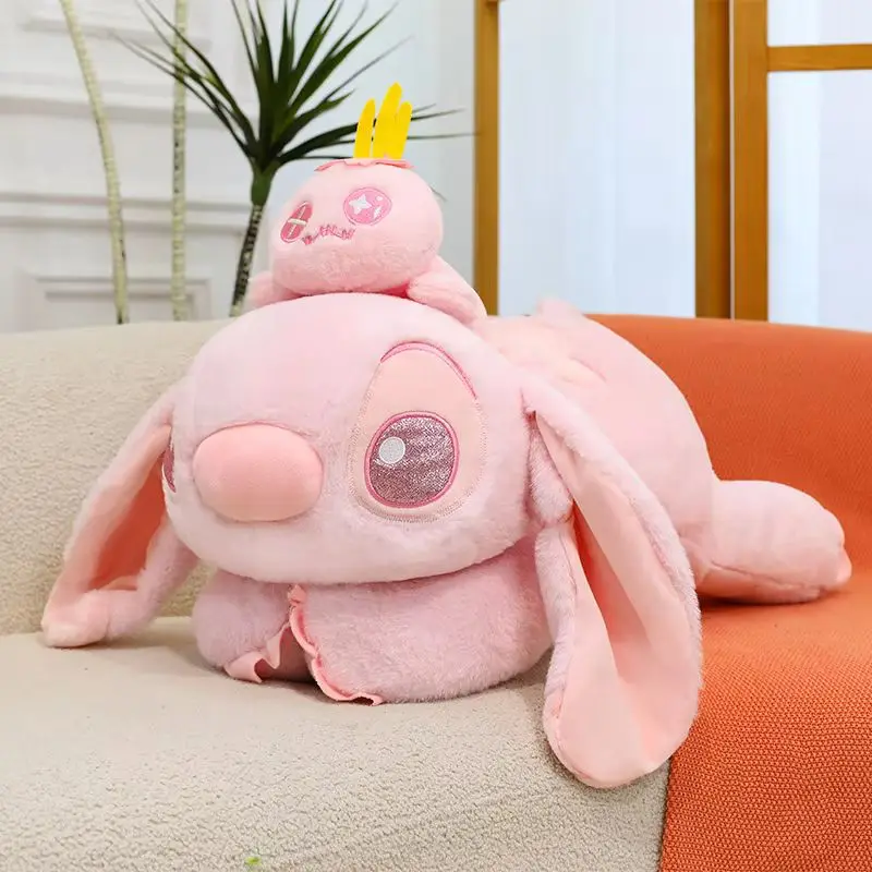 

Новая 40 см плюшевая кукла-стич, игрушка Диснея, мягкая милая версия, вишнево-розовая стежка, трендовая подушка, украшения, праздничные подарки