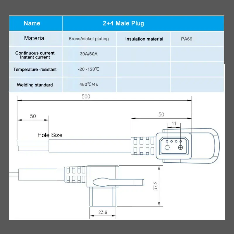 2+4/2+6 Lithium Battery Charging Plug Socket Electric Vehicle High Current Discharging Port Adapter 4 Square Charging Connector