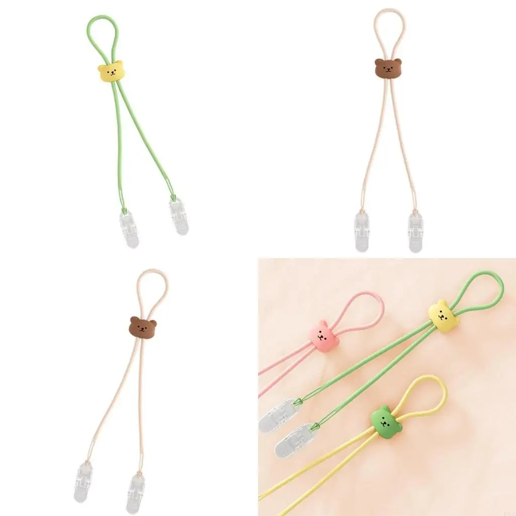 

K8GF Silicone Lanyard Baby Napkin Clips Bib Holder Clip Portable Dining Clothing Protector Adjustable Napkin Towel Neck Strap