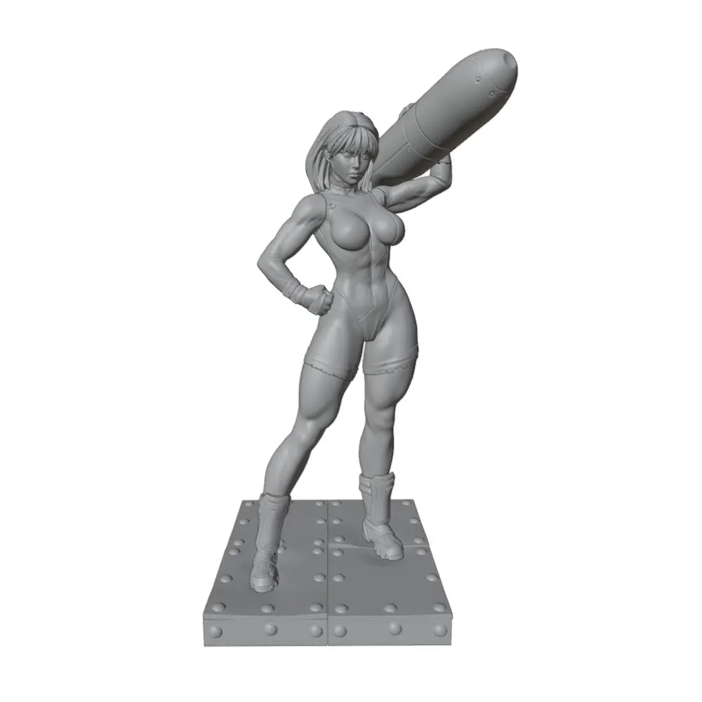 75/100/120/150mm Sexy Warrior With Cannonballs On Her Shoulders Unassembled And Unpainted  Anime Character Statue