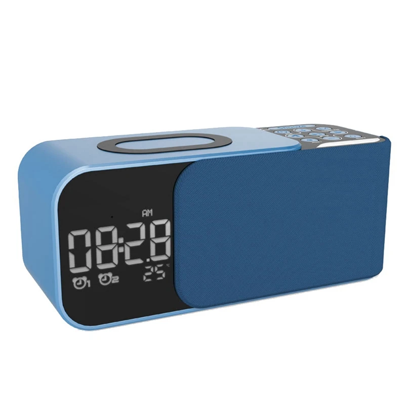 Night Light Bluetooth Speaker  10W Wireless Charger Blue Digital Stereo FM Radio 1Set