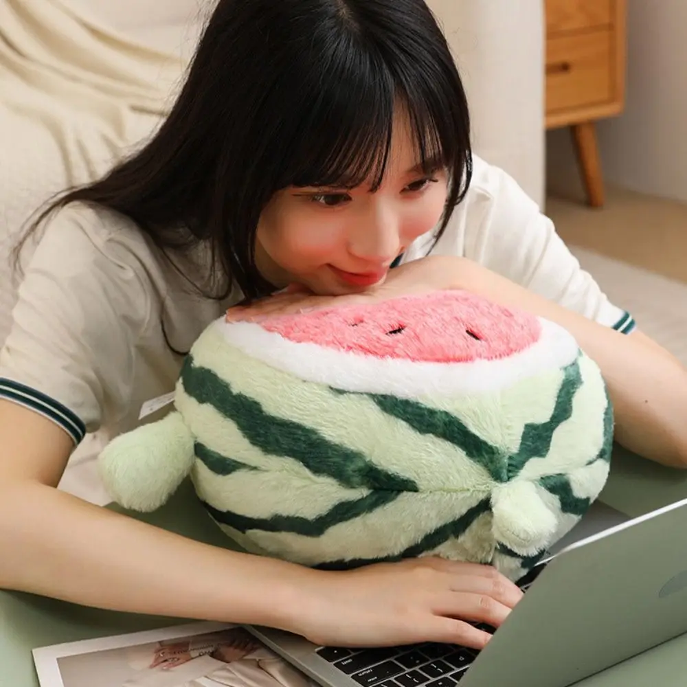 

35/45cm Watermelon Running Toy Cute Expression Stress-relief Watermelon Pillow Soft Watermelon Plush Doll