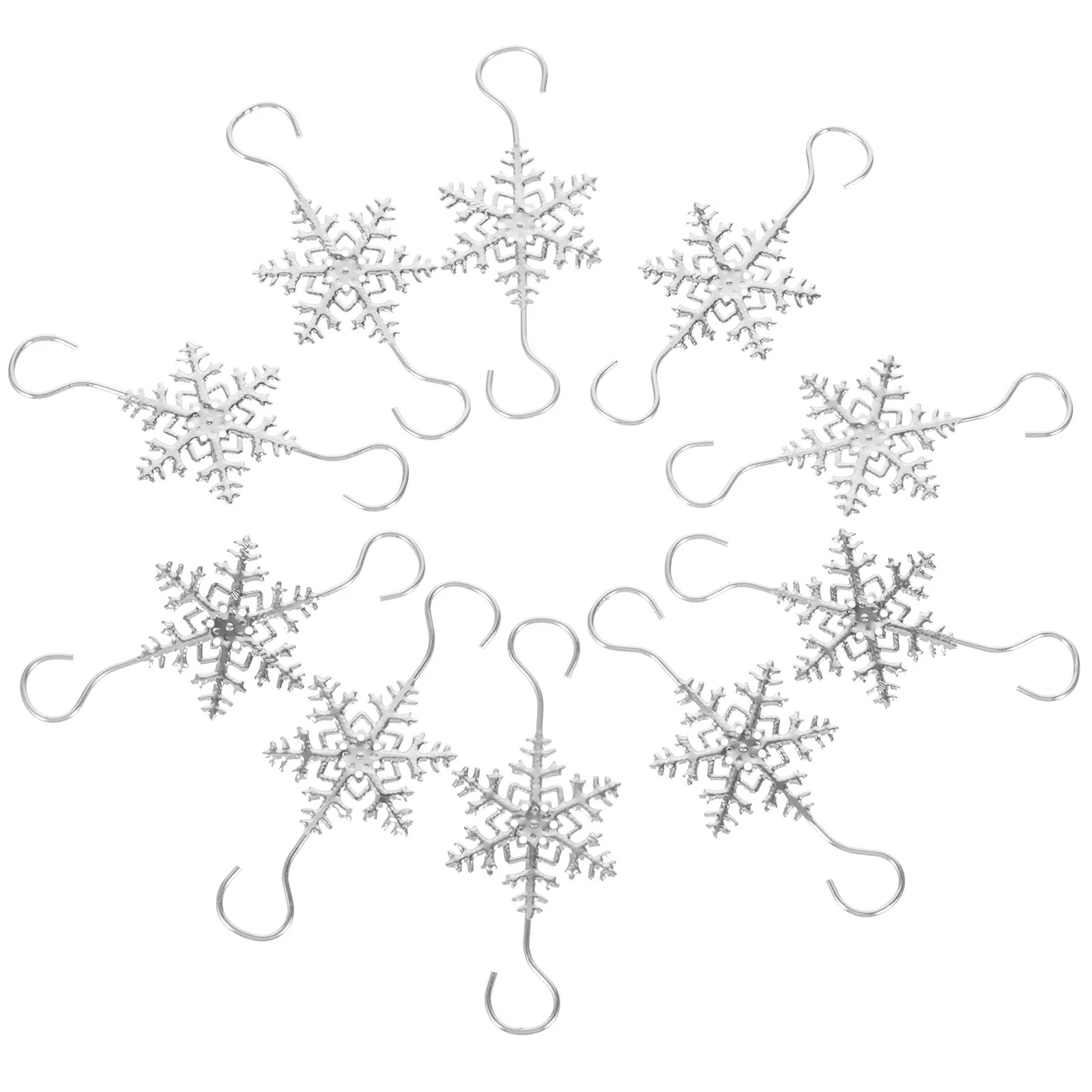 

10Pcs Christmas Snowlake Hooks Non Scratch Stocking Holders for Mantel Fireplace Xmas Supplies Hanging Handbags Keys Umbrellas