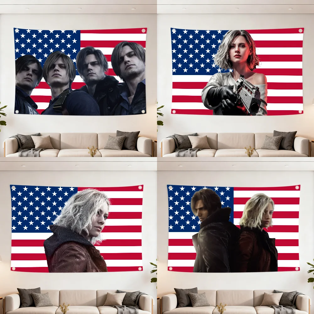 R-Resident Evil Requiem Grace Leon Q flag Best Price Decoration Outdoor Picnic Party Art Hanging Home Camping Party Banner Boom