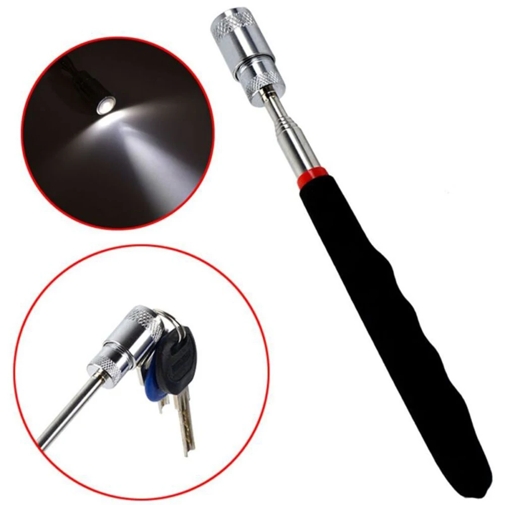 1x Telescopic Magnetic Pick Up Tool With LED Light Magnetic Retractable Suction Rod Suction Stick Pen Type Pickup Device