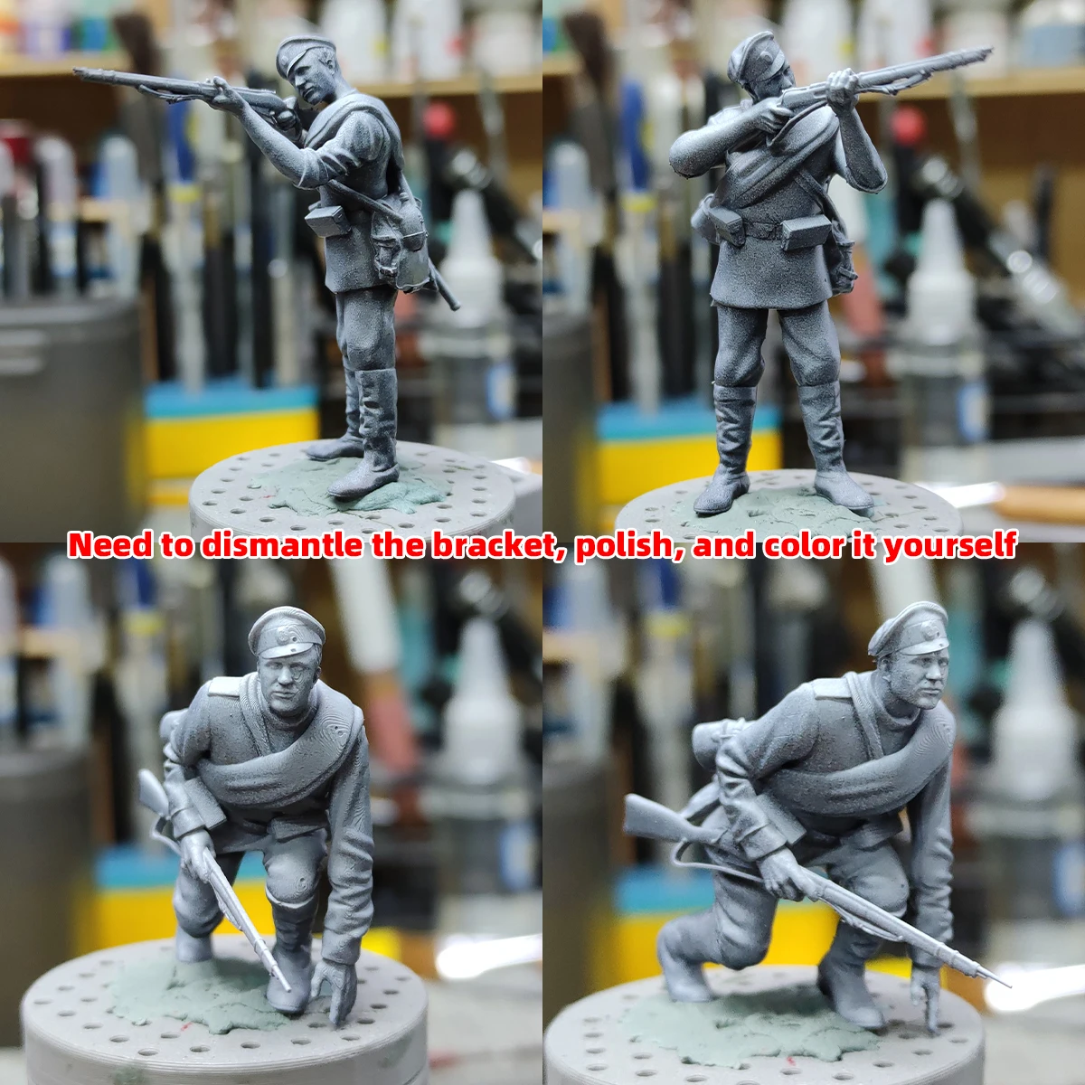 Maßstabsgetreuer Miniaturmodellbausatz Russische Soldaten im Kampfset Militärische Zusammenbaufiguren Diorama 1914–1918 5 Stück 1/35 1/48 1/72 – Detail 2
