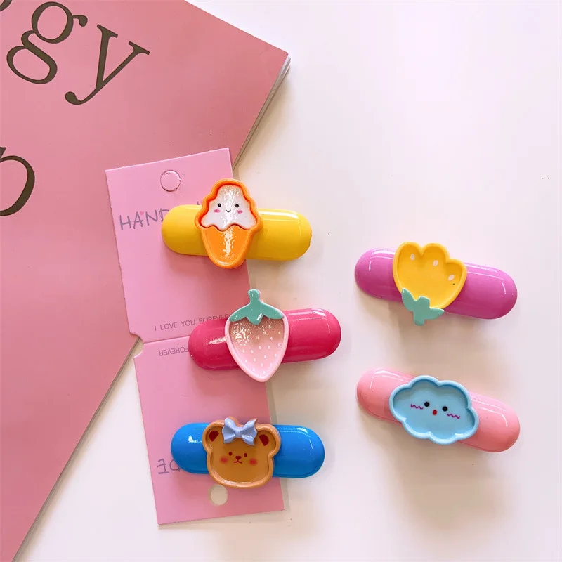 1Pcs Jelly Color Fruit Hairpin For Kids Girls Cute Children\'s Hair Clip Ice Cream hairclip Flower Hair pins Girls Hair Accessory