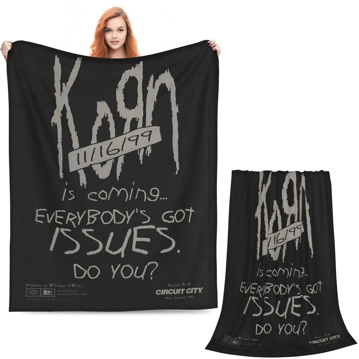 ロックバンドkorn「フォロー・ザ・リーダー」20周年記念グッズブランケット、柔らかく暖かいフランネル製スローカバー、ベッド、ピクニック、旅行、自宅のソファに。