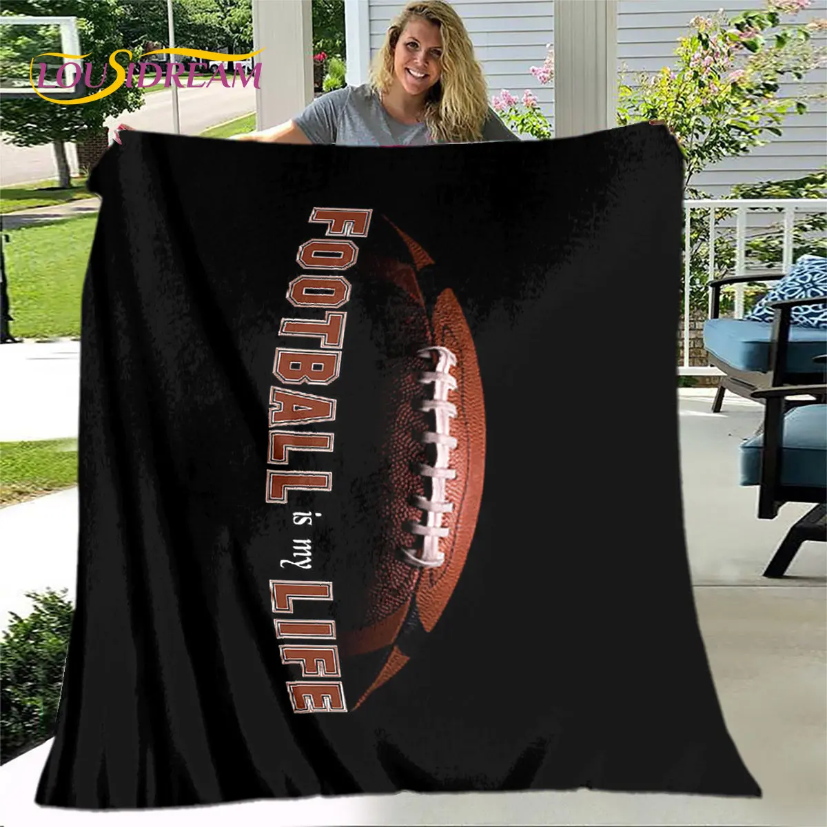 Rugby American Football Field  Soft Plush Blanket,Flannel Blanket Throw Blanket for Living Room Bedroom Bed Sofa Picnic Cover 3D