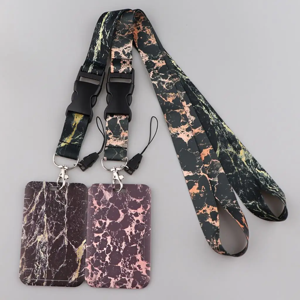 Marble Printing Lanyard Badge Holder ID Card Lanyards Phone Rope Key Lanyard Neck Straps Keychain Key Ring Decoration