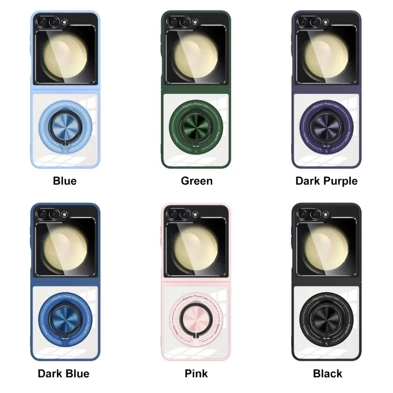 360° Magnetic Rotate Ring Holder Phone Case For Samsung Galaxy Z Flip 6 5 Transparent Protection Ring Bracket Phone Cover Funda image 6
