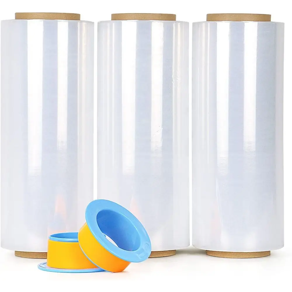 

Прозрачная стретч-пленка 12 x 1000 футов, 3 рулона, толщина 80 гейг, пластиковая упаковочная пленка для упаковки и переезда