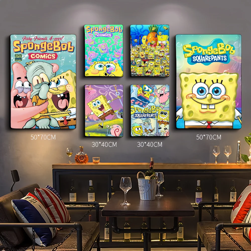 SpongeBob SquarePants Self-adhesive Art Poster Whitepaper Prints Posters Artwork Home Decor