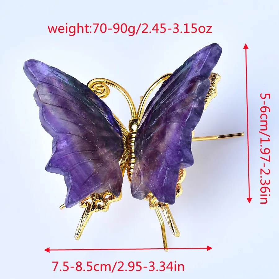 1PC Natural Crystal Rainbow Fluorite Butterfly Wings Amazon Stone Healing Stone Plished Carving With Stand Home Decor DIY Gifts