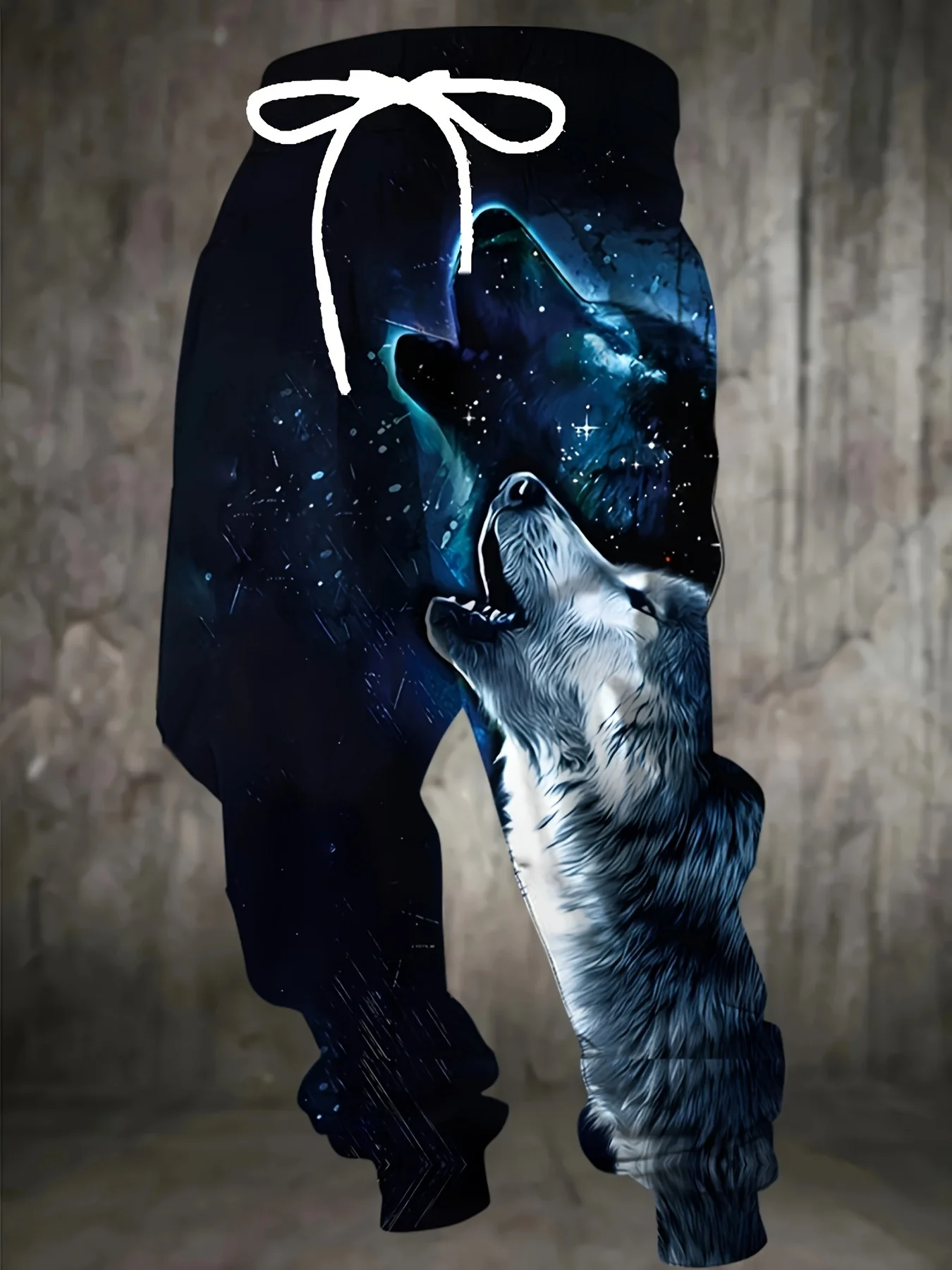 2026 Hot Selling Men's Cool Wolf Pattern Running Pants Casual 3D Printed Polyester Sports Pants Large Size