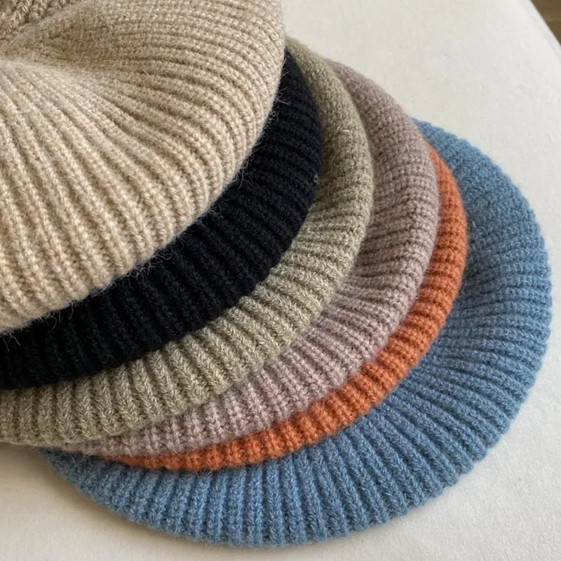 Winter Berets Caps for Women Vortex Solid  Wool Woven Thickened Warm Painter Hat Vintage Knitted Hat for Girls Winter Hat Bonnet