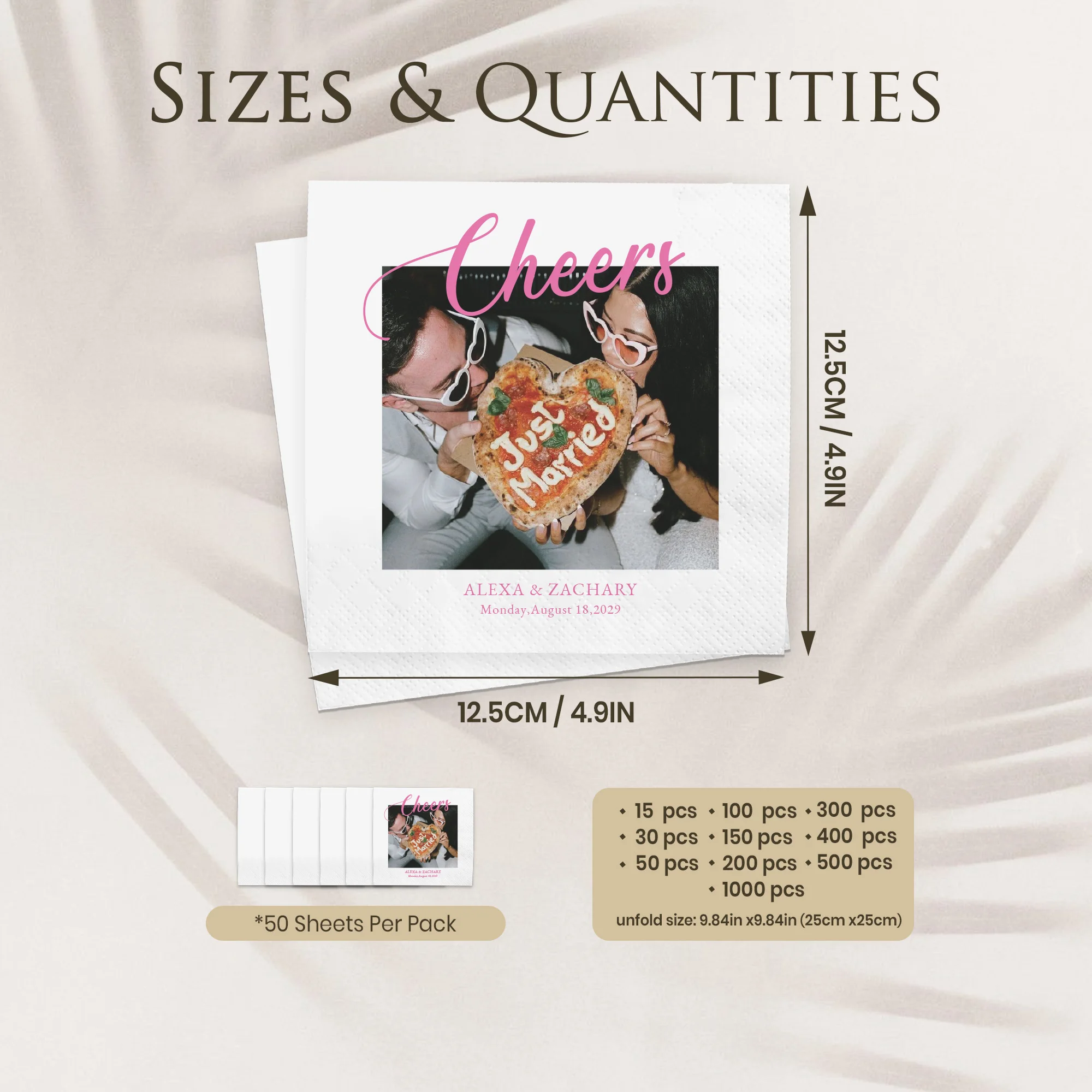 Custom Napkins 3 Ply Personalized Cocktail Napkins Photo Disposable Paper Napkins For Birthday Anniversary Party Decoration - view 4