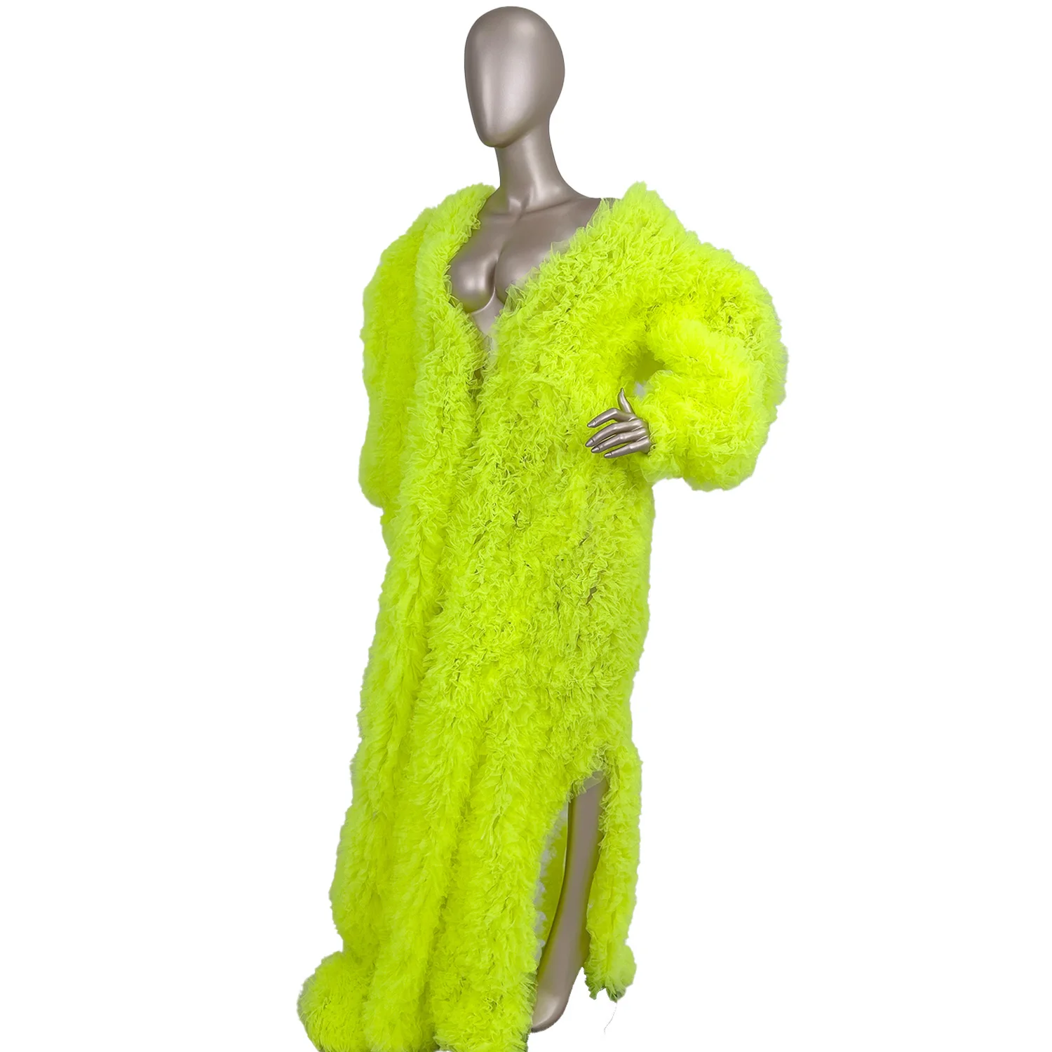 Extra long Pleated Cloak Coat Spicy Girl Outfit Nightclub Stage  Drag Queen Performance Wear High-end Cape Designer Wuzhishan