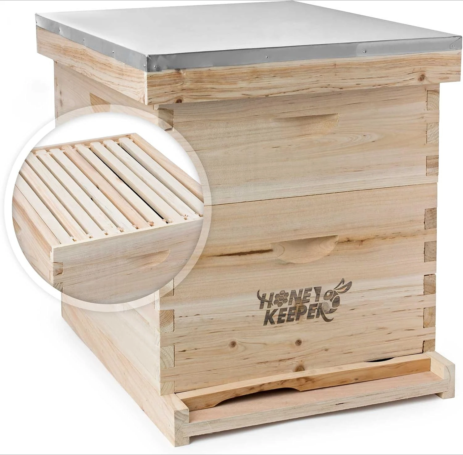 Beehive 20 Frame Complete Box Kit(10 Deep and 10 Medium) with Metal Roof,2-Tier Hive,Telescoping cover and bottom board