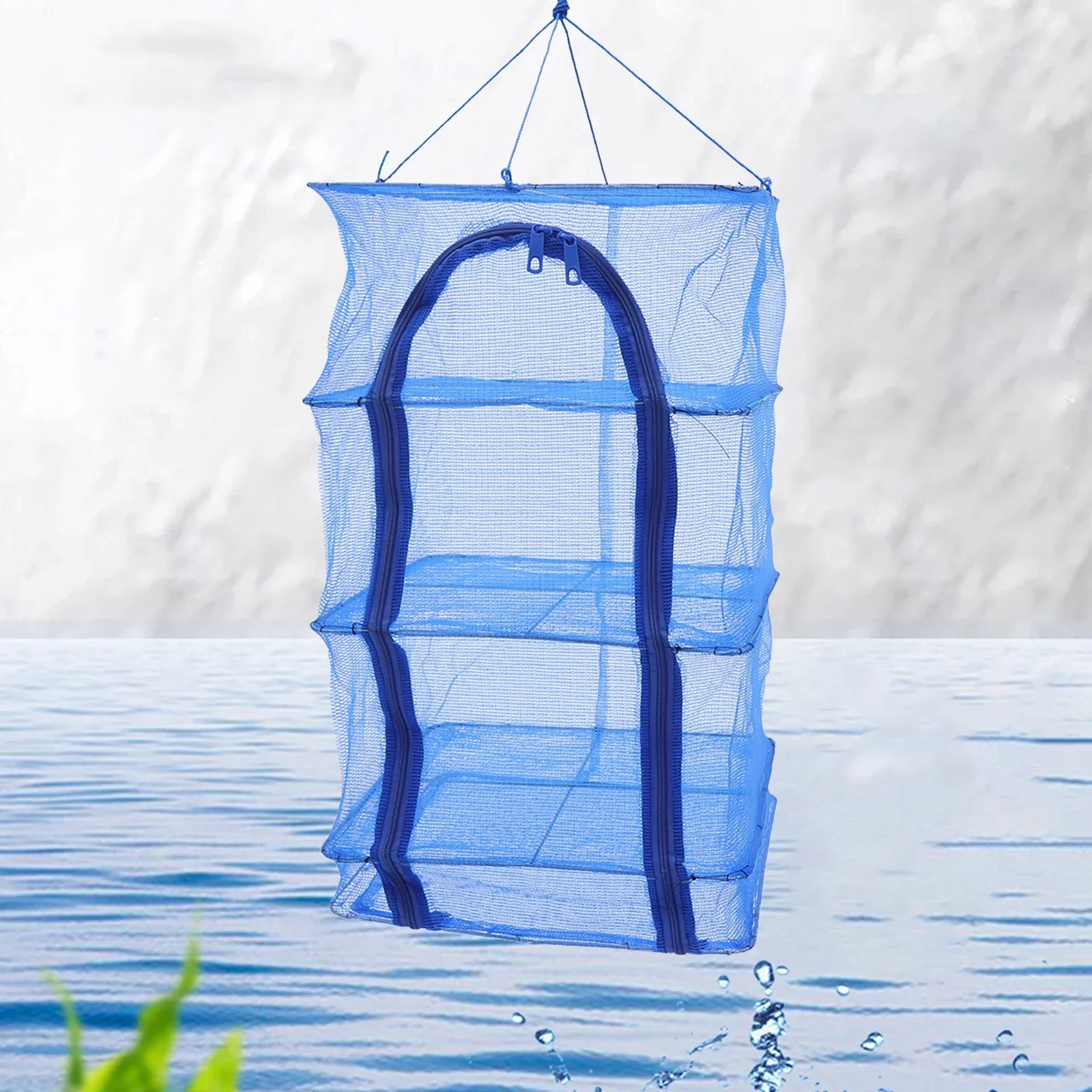 Tendedero plegable de 4 niveles con capacidad de peso de 20 kg, organizador de almacenamiento de ropa con doble cremallera abierta frontal para dormitorio