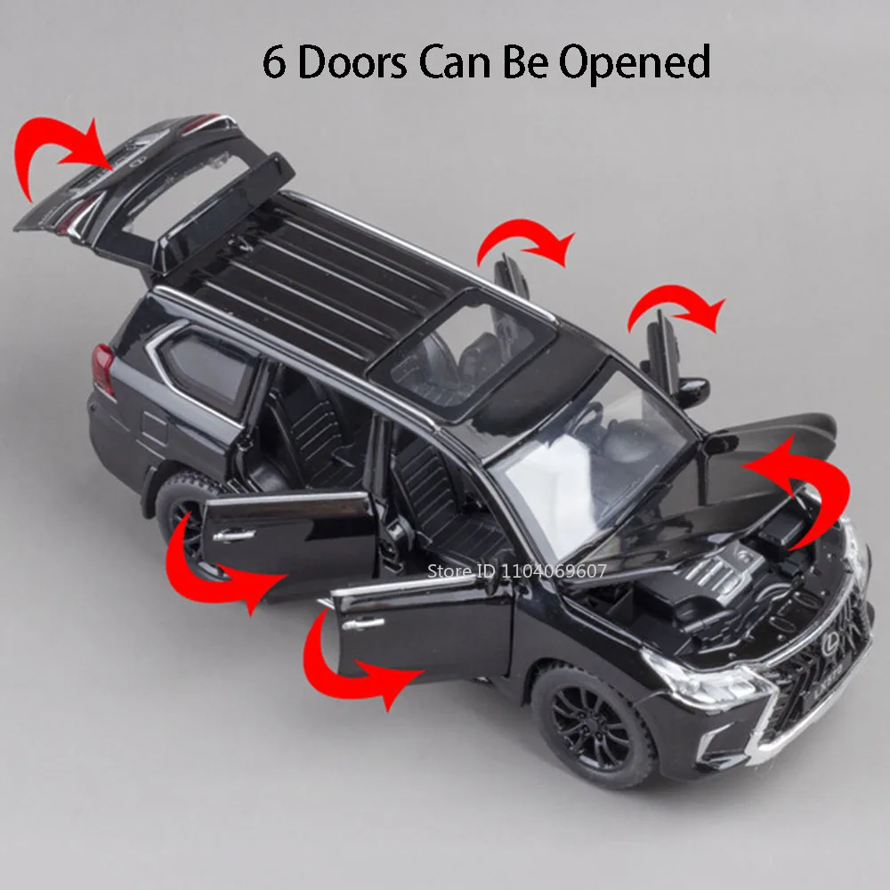 1:32 LX570 Model Speelgoedauto's Legering Diecast LM300H MPV Geluid Licht Trek 6 Deuren Geopend Rubberen Banden Prachtige Ornament Modellen