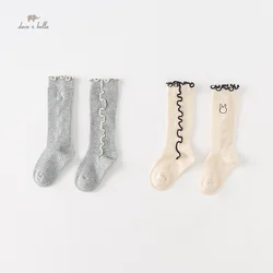 Dave Bells Kid Cute Grey Beige Cotton Socks Autumn Girl Fashion Design Lovely Long Socks For Children DB3235706