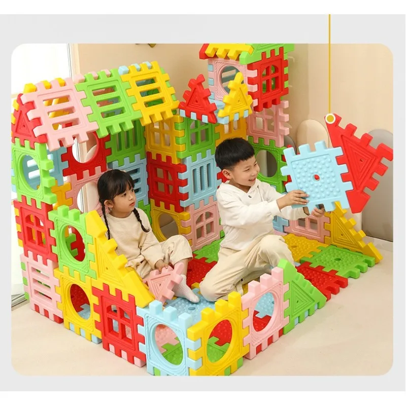 Building block assembly toys educational splicing large particles children's intelligence square plastic house 3 years old 6
