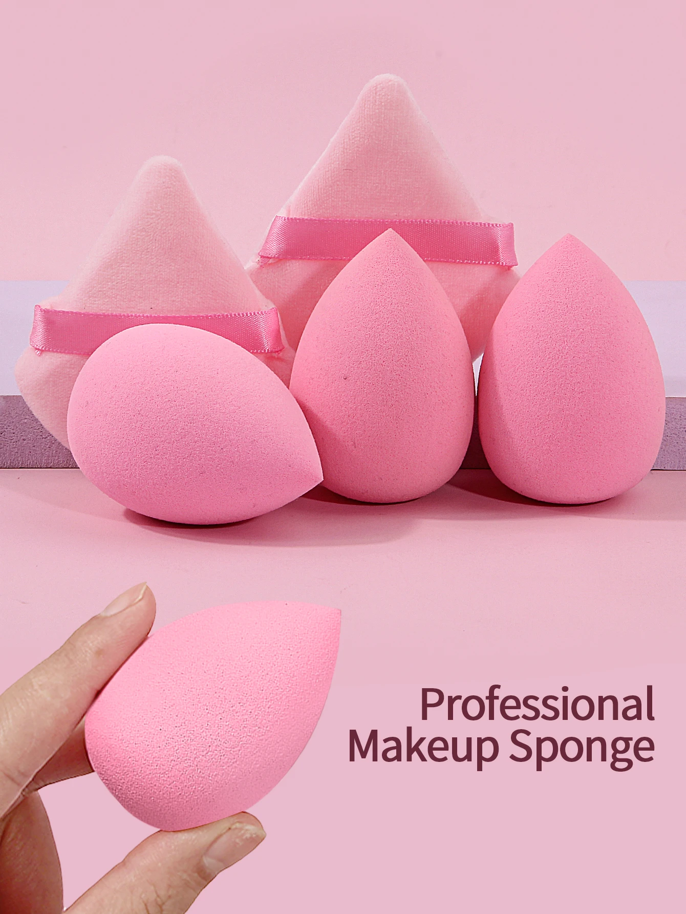 12-teiliger weicher und nicht klebriger Puderschwamm, Eierbeflockung, dreieckiges Puderquasten-Make-up-Schwamm-Set, Make-up-Werkzeuge