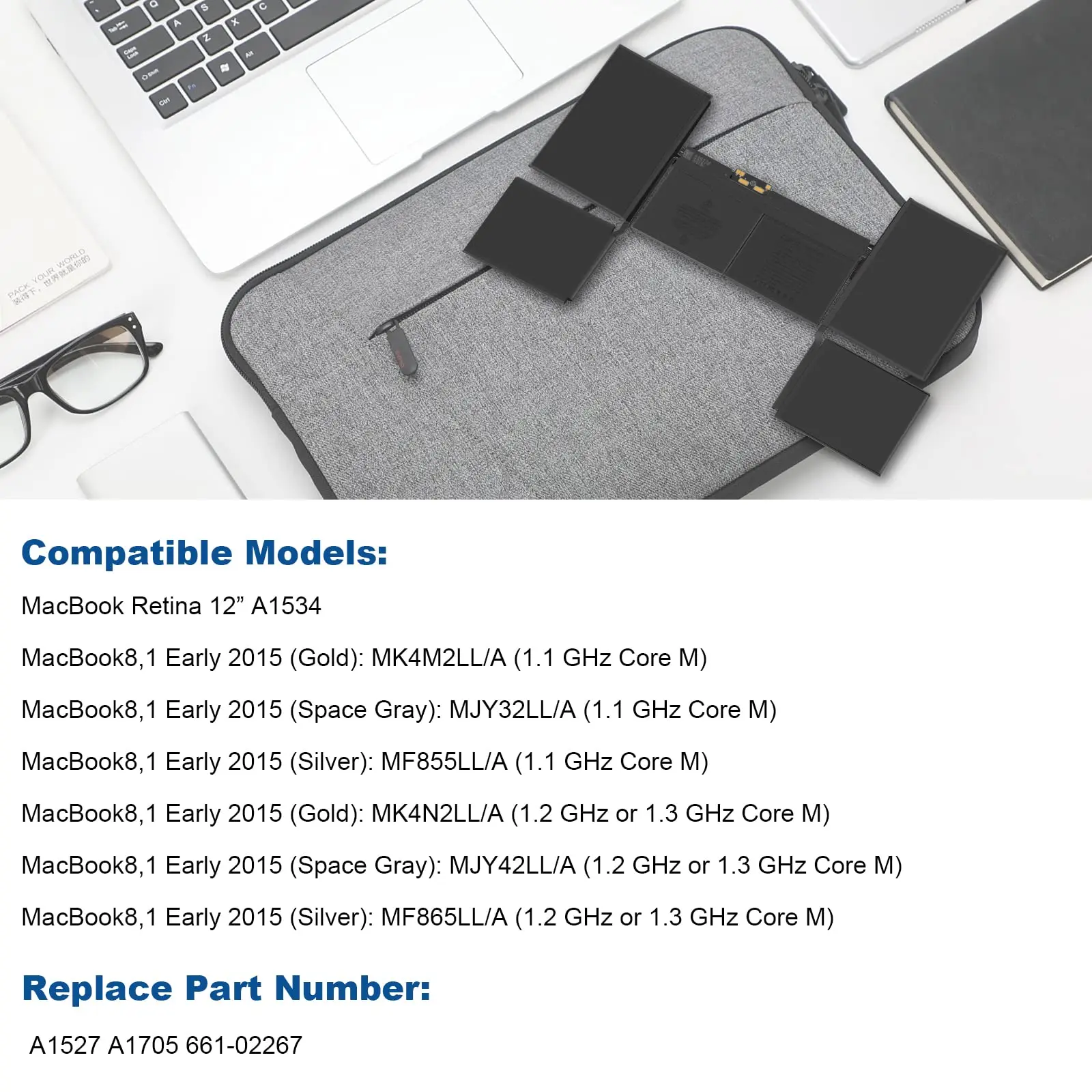 Imagem -02 - Início de 2023 Início de 2023 Meados de 2023 Bateria para Macbook 12 Polegadas Retina Emc 2746 2991 3099 Mnyg2 Mlha2 Mnyf2 Mf855 Mf865 Mk4m2 Mjy32 Mk4n2 Mlh72 Mlh82 Mlhe2 Mlhf2 Mnyh2 Mnyj2 66102267 A1534 A1527 A1705