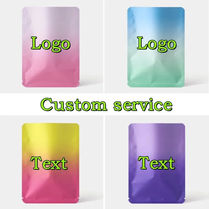 100pcs Hot Seal Straight Side Matte Gradient Aluminium Foil Seal Packaging Bags Candy Jewellery Blind Bags Hot Seal Self Bag