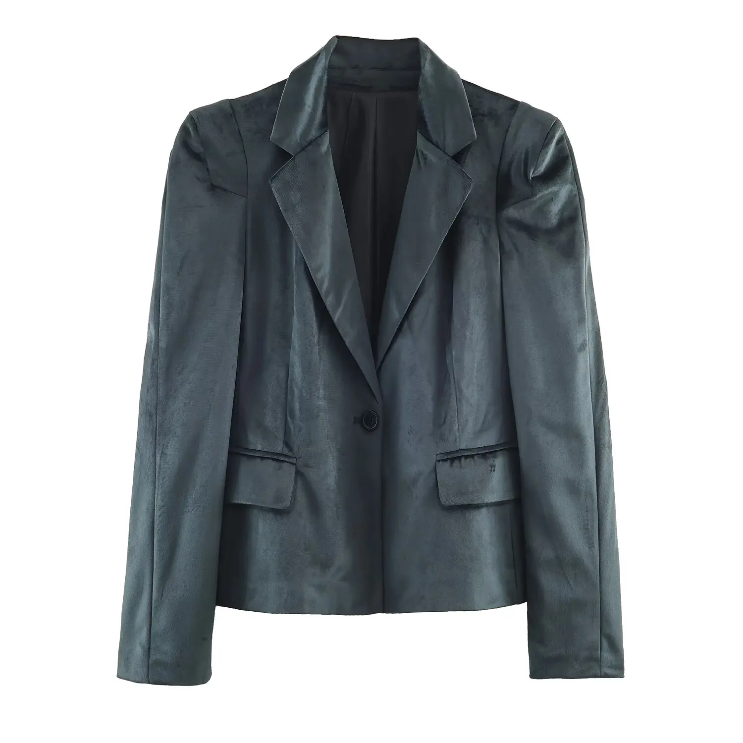 

2025 New Women's Clothing: European and American Style Fashion Velvet Slim Fit Long Sleeve Casual Jacket