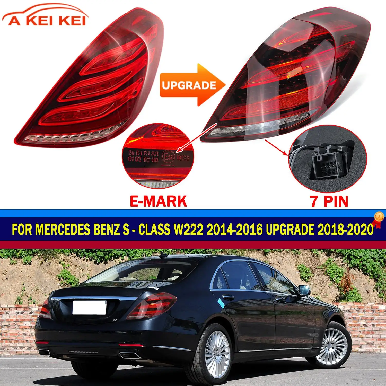 EU Version For Mercedes Benz W222 S Class 2014-2017 Upgrade 2018-2020 Car Tail Light Brake Lamp Rear Turn Signal Lamp Assembly