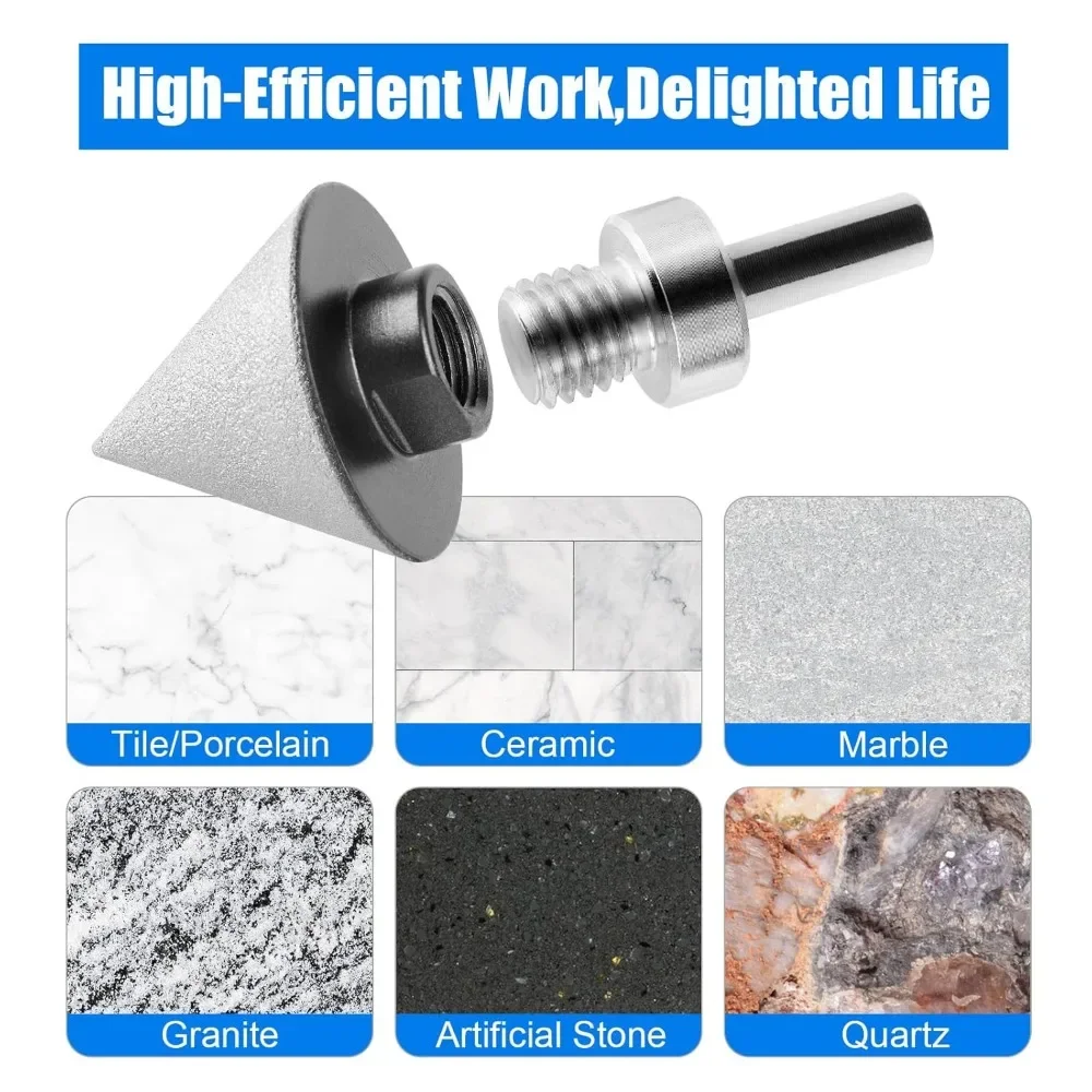 

50mm Tile Cone Grinder Beveling Ceramic Tiles Thread 5/8-11" for Angle Grinders Diamond Countersink Drill Bits Calidad Tools