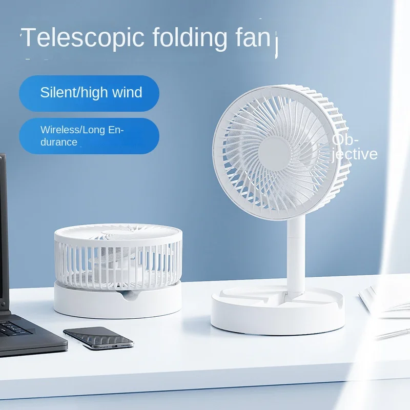 

3-ступенчатый телескопический охлаждающий вентилятор с временем работы 12 часов | Компактный перезаряжаемый настольный циркулятор USB-C для дома/офиса