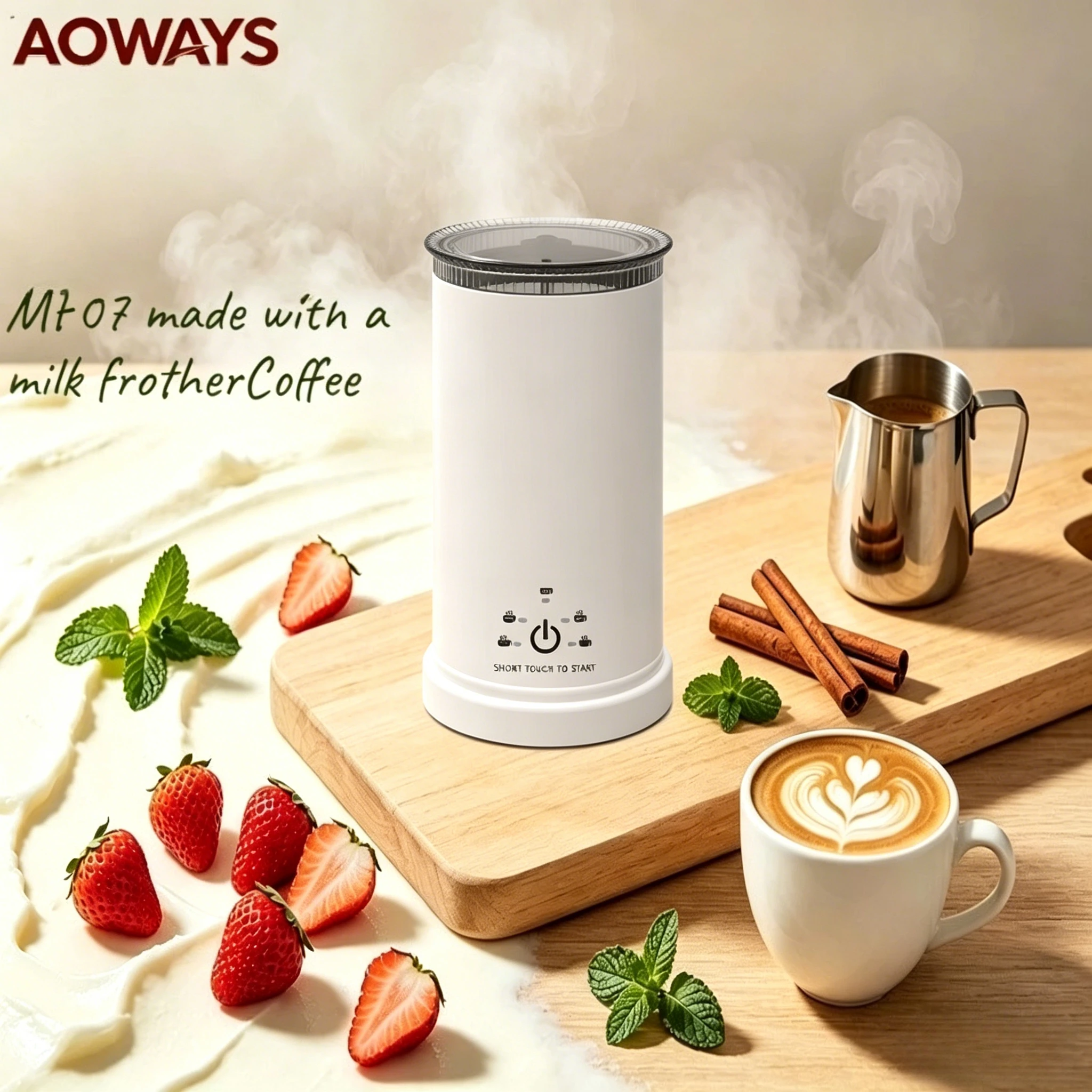 

Portable Electric 110V/220V ALW-MF07 4-in-1 Handheld Fully Automatic Milk Frother Coffee Lattes – Suitable Hot Cold Beverages