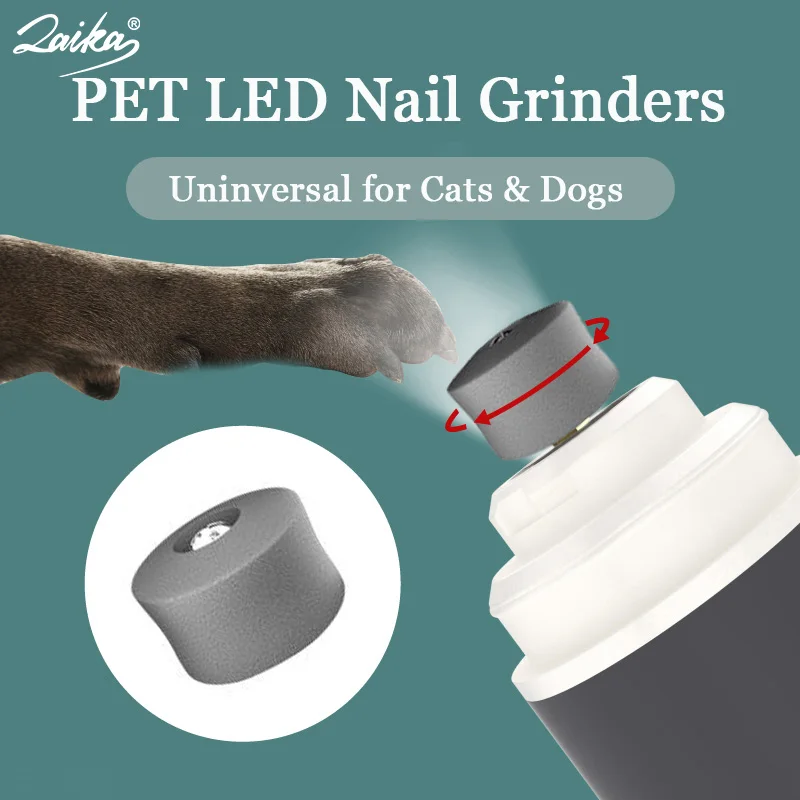 LAIKA Dog Nail Grinders USB Charging LED Cat Nails Clippers Low Noise Dogs Grooming Trimmer for Pets Claws Nail Cutter Tools