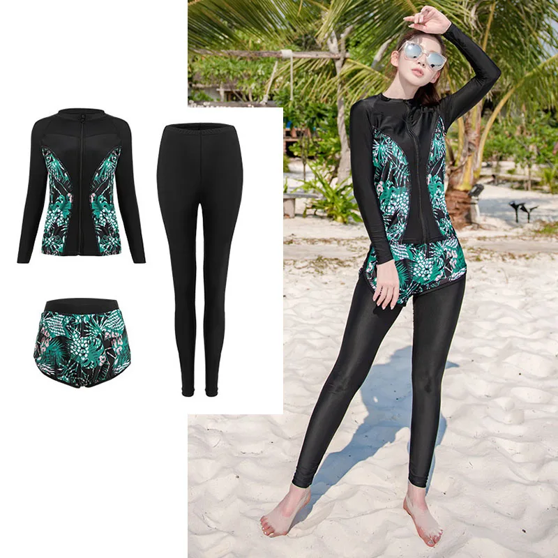 

3pcs/set Women's Swim Shirts+Leggings+Shorts Quick Dry Rash Guard Sun Protection Beach Water Long Sleeve Tops+Bottoms Rashguards