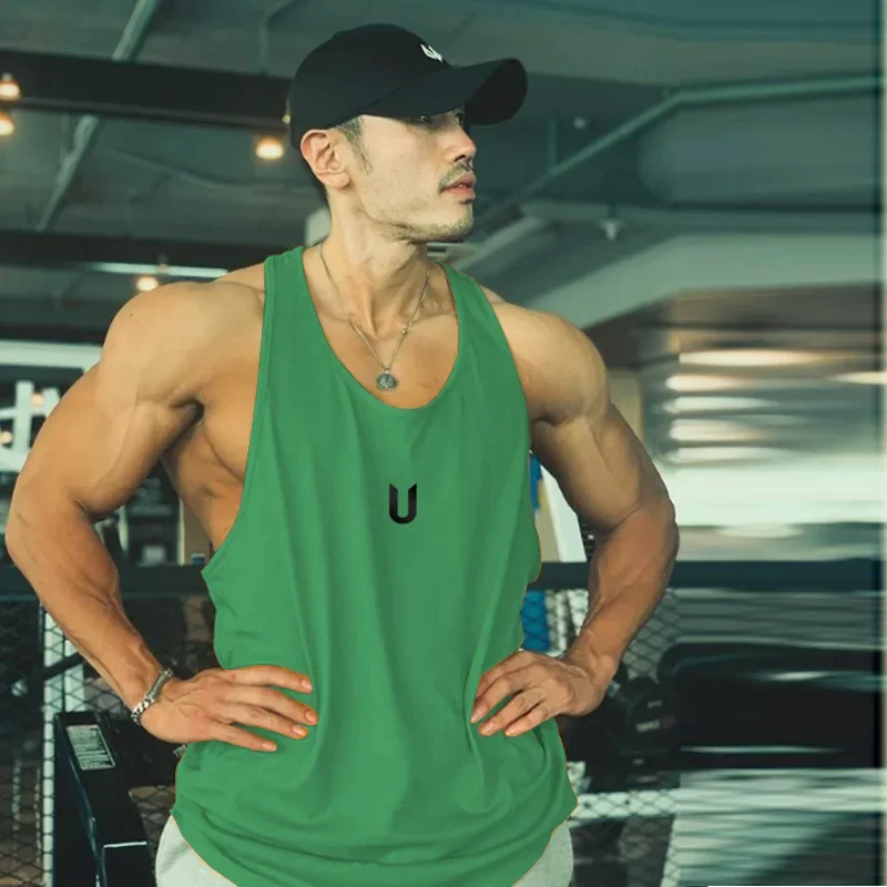 Men's New U-shaped Tank Top With Loose Muscles, I-shaped Quick Drying Running Iron Top, Sports Fitness Training Tank Top, Men's